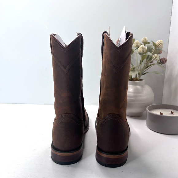 Justin Boots Braswell 10" Roper Cowboy Leather Boots Brown RP3740 Men's 8EE - Picture 4 of 8